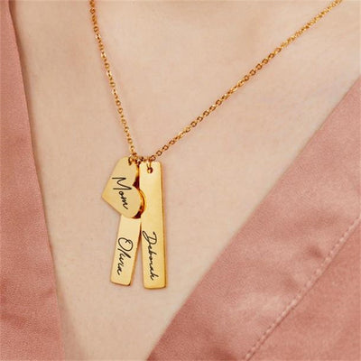 Name Heart Rectangle Pendant Necklace